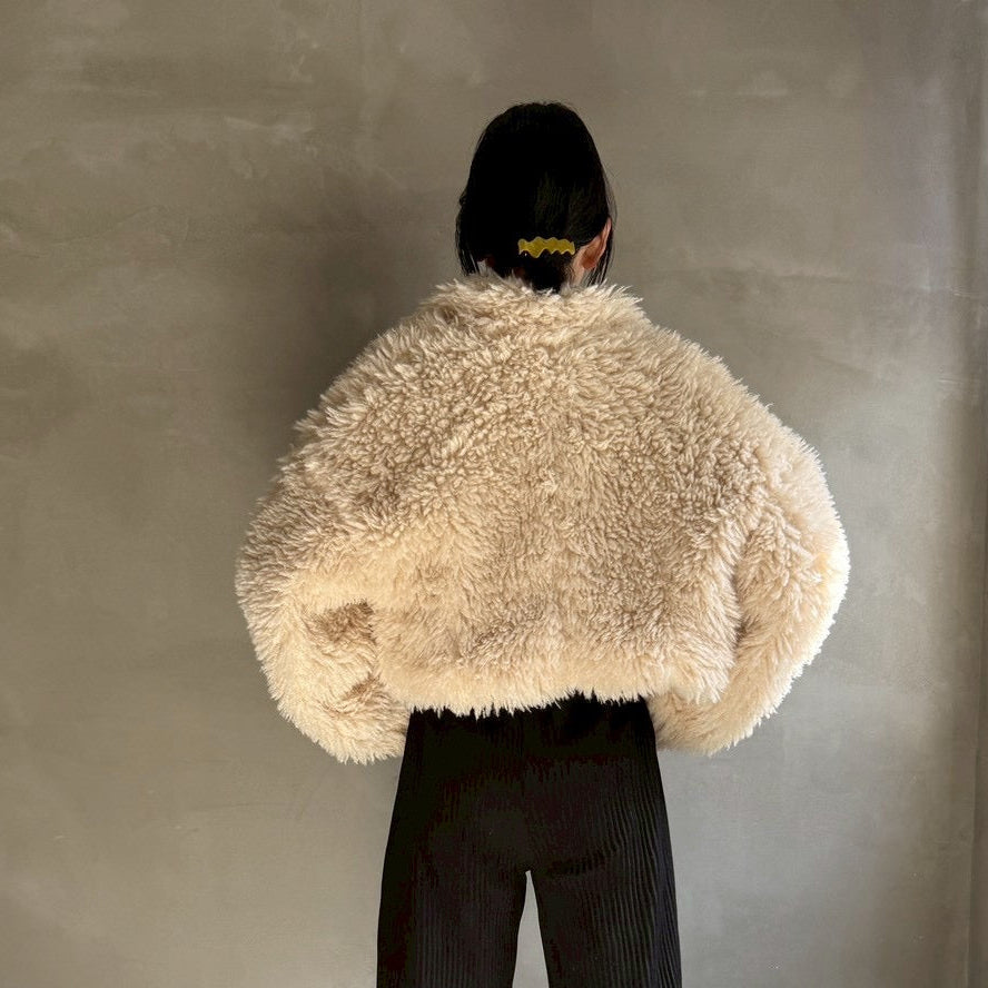 【ハモミシノオトナフク】Poodle Boa DoubleZip Cropped Jacket