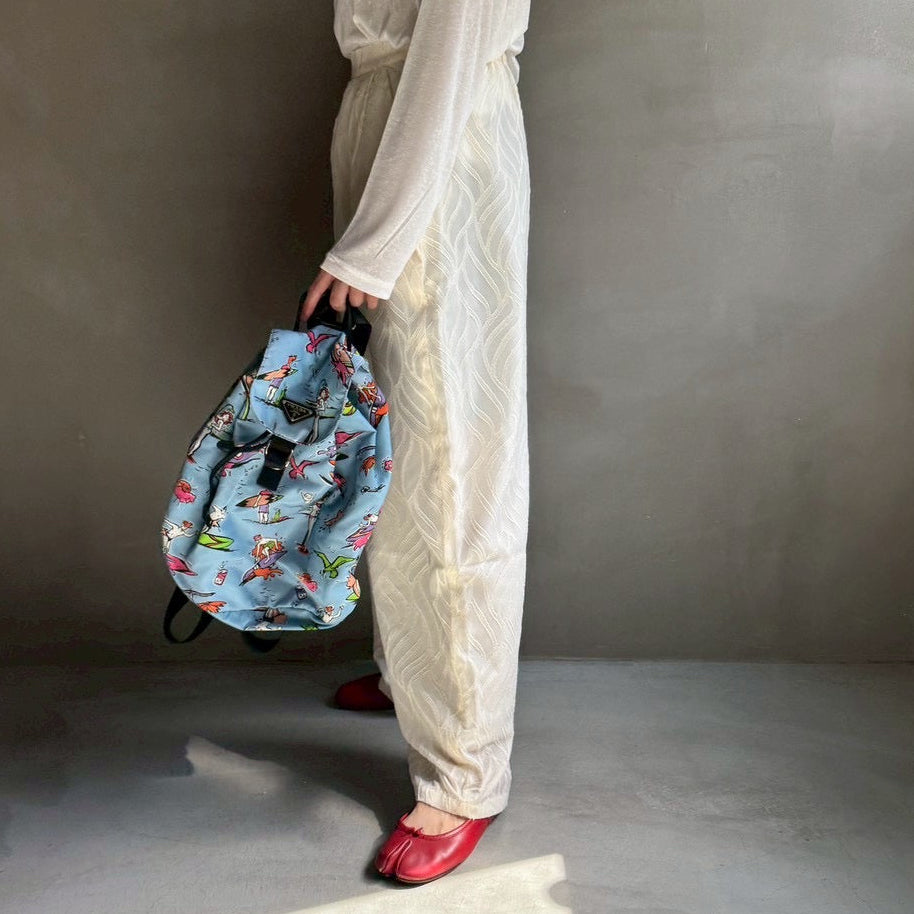 【ハモミシノオトナフク】Sheer jacquard pleated pants