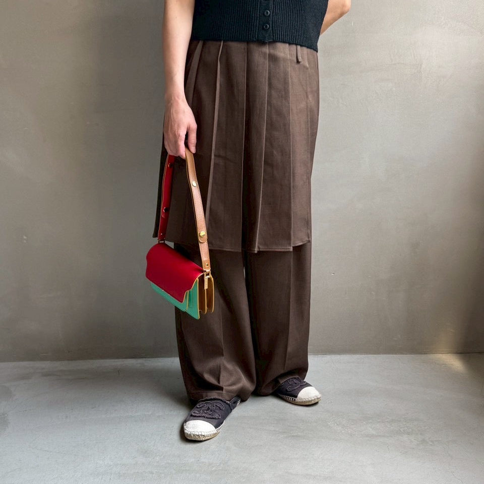 【ハモミシノオトナフク】Wrap pleated skirt pants