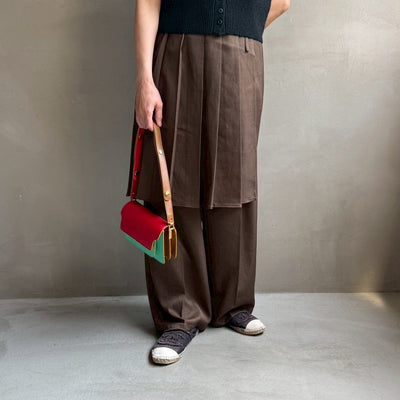 【ハモミシノオトナフク】Wrap pleated skirt pants