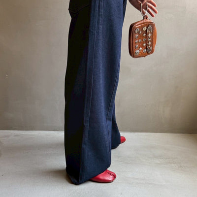 Denim panel pants【ハモミシノオトナフク】