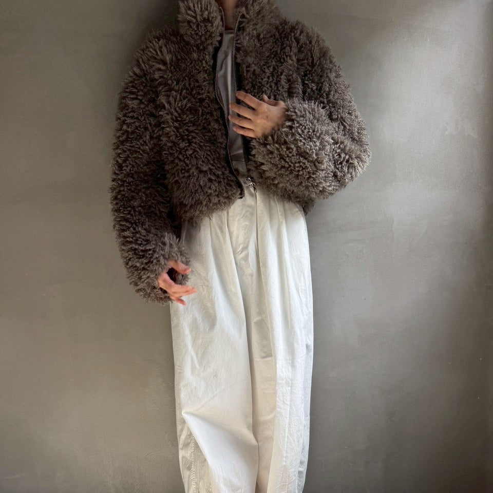 【ハモミシノオトナフク】Poodle Boa DoubleZip Cropped Jacket