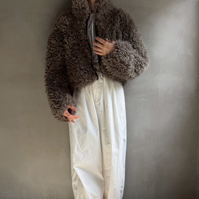 【ハモミシノオトナフク】Poodle Boa DoubleZip Cropped Jacket