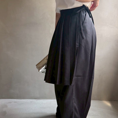 【ハモミシノオトナフク】Wrap pleated skirt pants