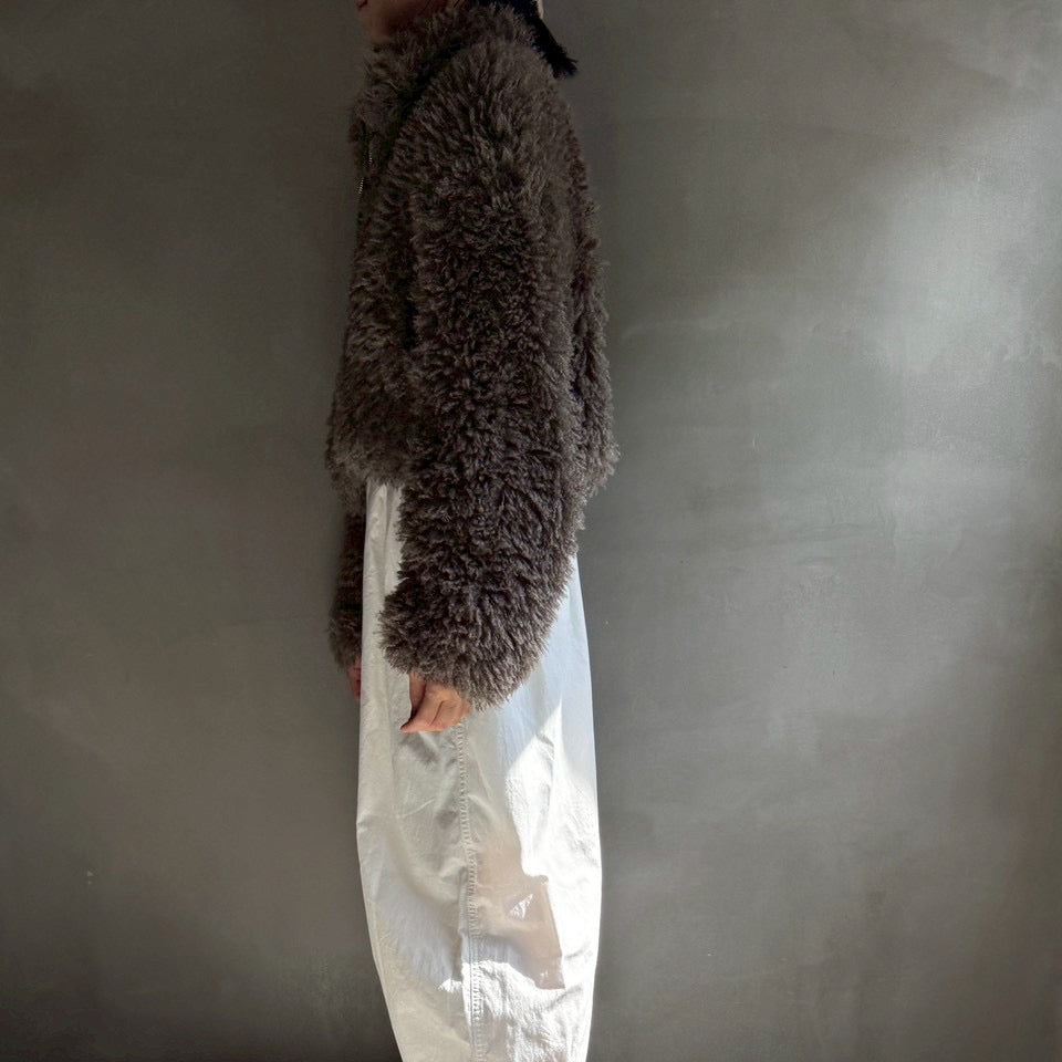【ハモミシノオトナフク】Poodle Boa DoubleZip Cropped Jacket