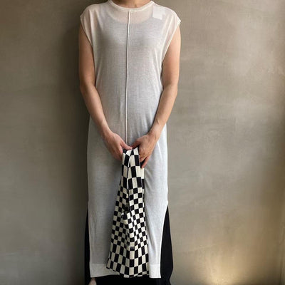 Sheer knit north slit one piece [Hamomisi no Otonafuku] 