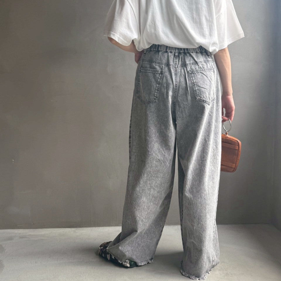 【ハモミシノオトナフク】Denim cocoon wide pants