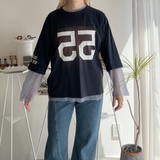 【ハモミシノオトナフク】Layered tulle 55 number T-shirt