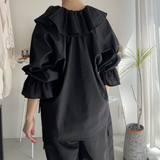 【ハモミシノオトナフク】Broadcloth ruffle blouse