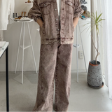 【ハモミシノオトナフク】Chemically colored wide-leg denim