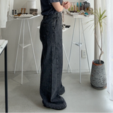 【ハモミシノオトナフク】Chemically colored wide-leg denim