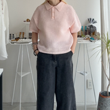 【ハモミシノオトナフク】Mesh polo knit shirt