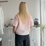 【ハモミシノオトナフク】Mesh polo knit shirt