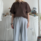 【ハモミシノオトナフク】Mesh polo knit shirt