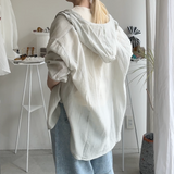【ハモミシノオトナフク】Oversized hooded sheer shirt
