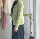 【ハモミシノオトナフク】Linen-touch metal button sheer cardigan