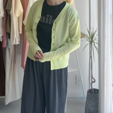 【ハモミシノオトナフク】Linen-touch metal button sheer cardigan