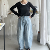 【ハモミシノオトナフク】Denim pleated cocoon pants