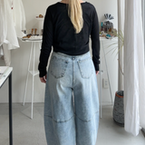 【ハモミシノオトナフク】Denim pleated cocoon pants