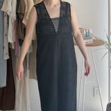 【ハモミシノオトナフク】Striped ribbed tank top