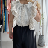 【ハモミシノオトナフク】Fringe Jacquard Frill Vest
