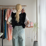 【ハモミシノオトナフク】Fringe Jacquard Frill Vest