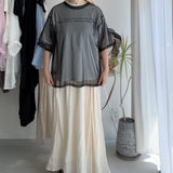 【ハモミシノオトナフク】Cotton Jersey T-Shirt × Tulle