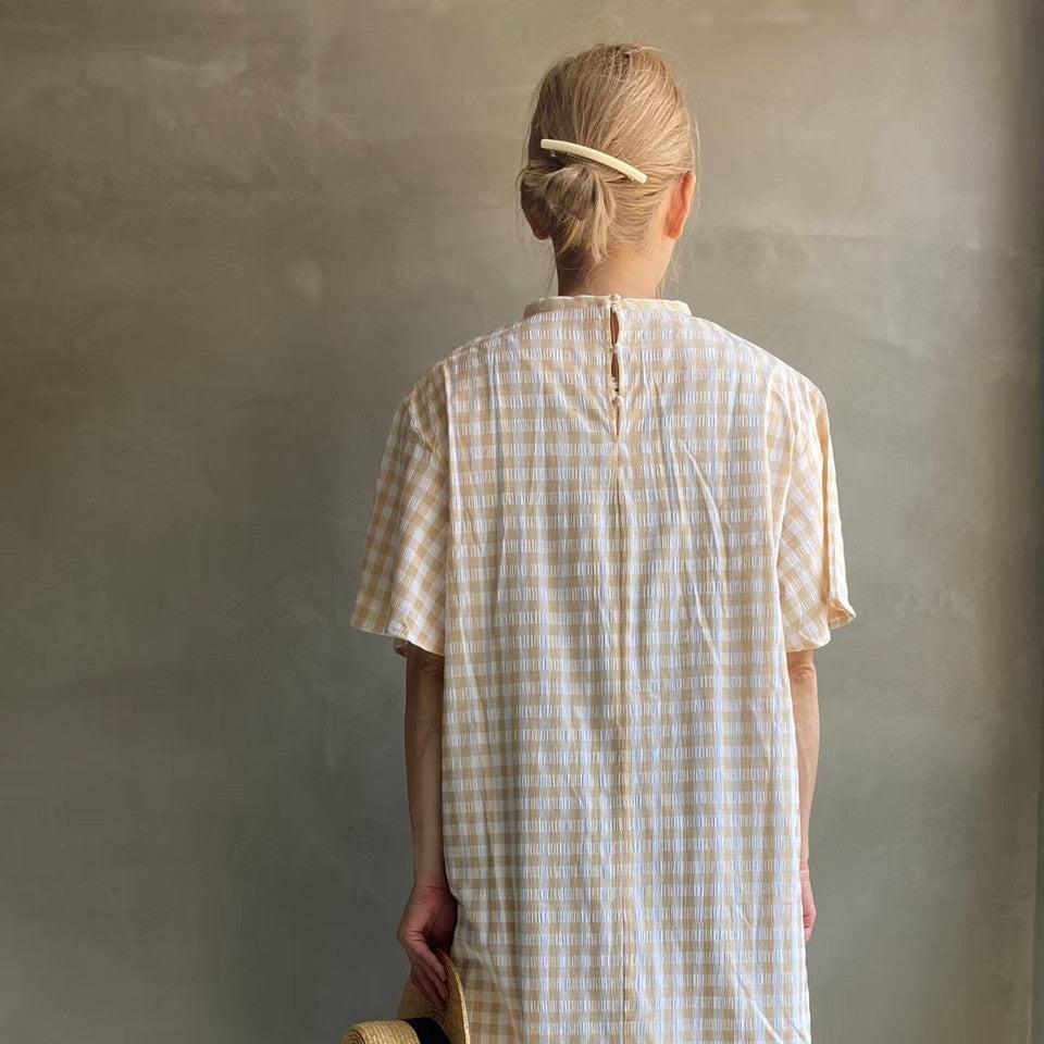 Gingham check front tack OP 【ハモミシノオトナフク】