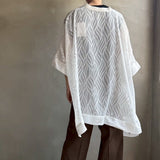【ハモミシノオトナフク】Sheer Jacquard Poncho