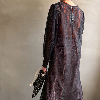 【ハモミシノオトナフク】Block lace slit OP
