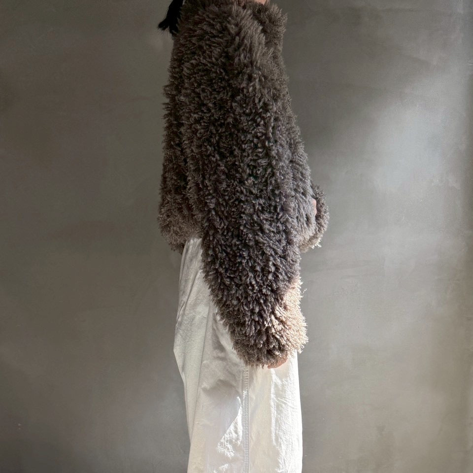 【ハモミシノオトナフク】Poodle Boa DoubleZip Cropped Jacket