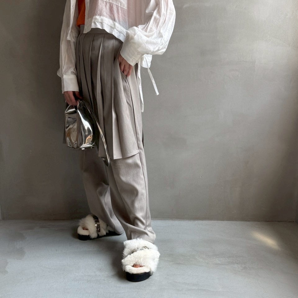【ハモミシノオトナフク】Wrap pleated skirt pants