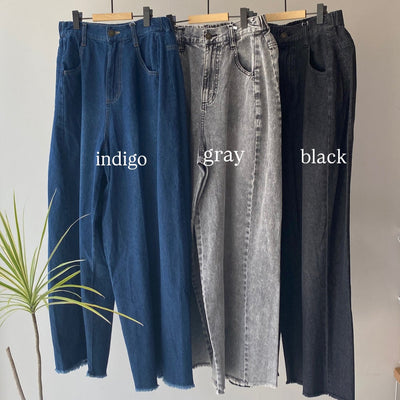 【ハモミシノオトナフク】Denim cocoon wide pants