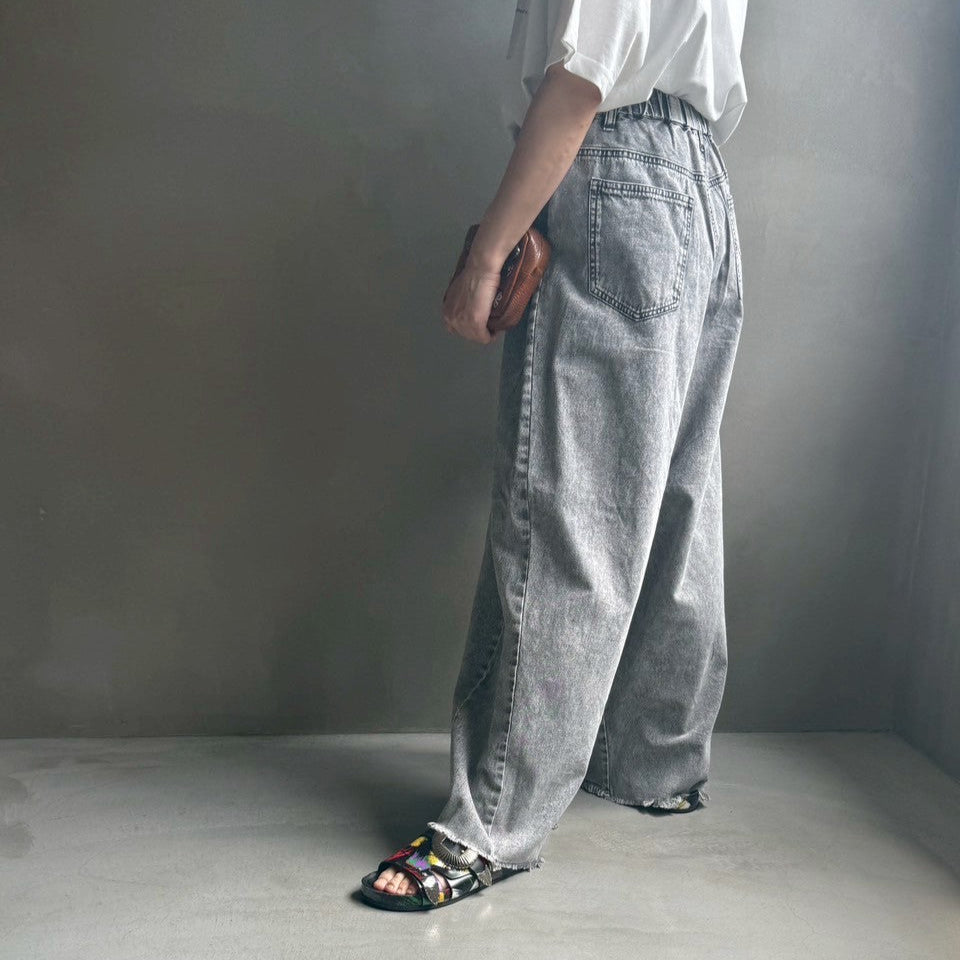 【ハモミシノオトナフク】Denim cocoon wide pants