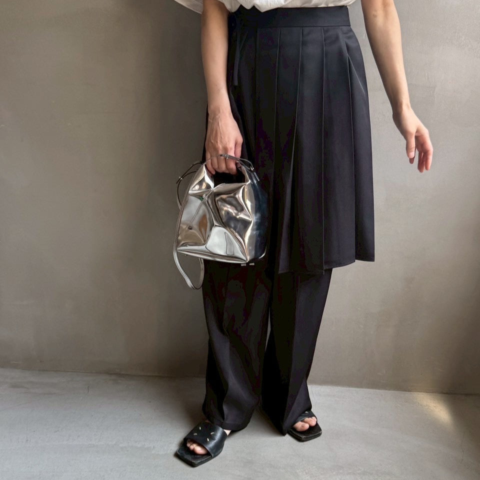 【ハモミシノオトナフク】Wrap pleated skirt pants