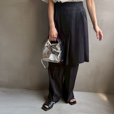 【ハモミシノオトナフク】Wrap pleated skirt pants