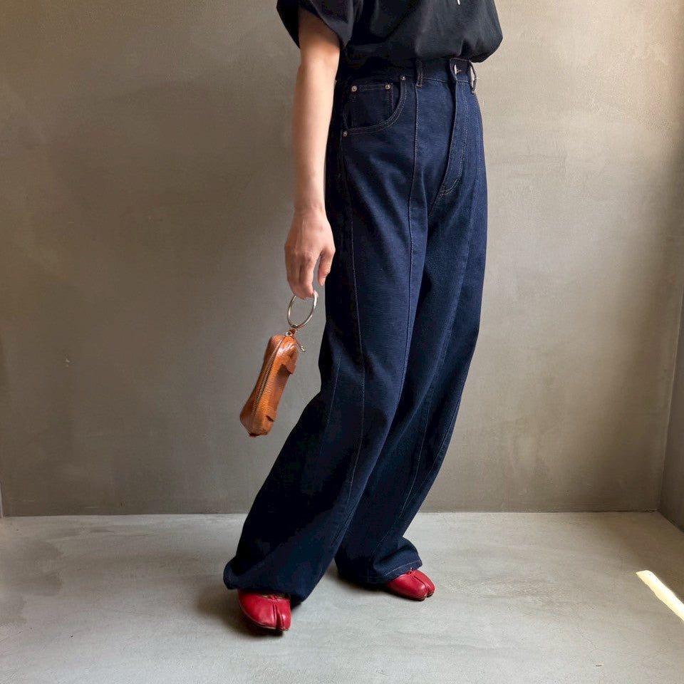 Denim panel pants【ハモミシノオトナフク】