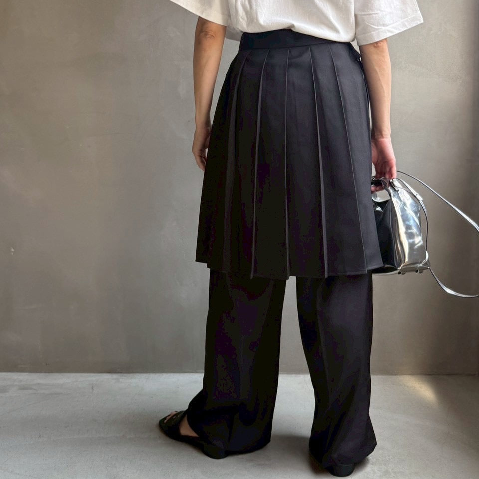 【ハモミシノオトナフク】Wrap pleated skirt pants