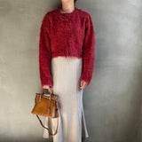 Monster shaggy knit cropped PO [Hamomishi no Otonafuku]