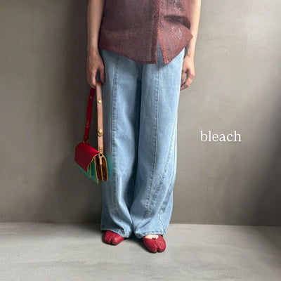 Denim panel pants【ハモミシノオトナフク】