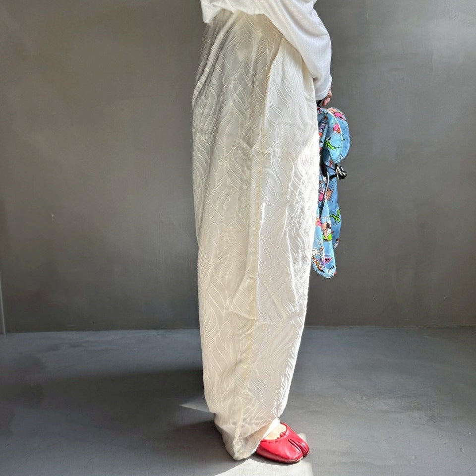 【ハモミシノオトナフク】Sheer jacquard pleated pants