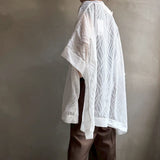 【ハモミシノオトナフク】Sheer Jacquard Poncho