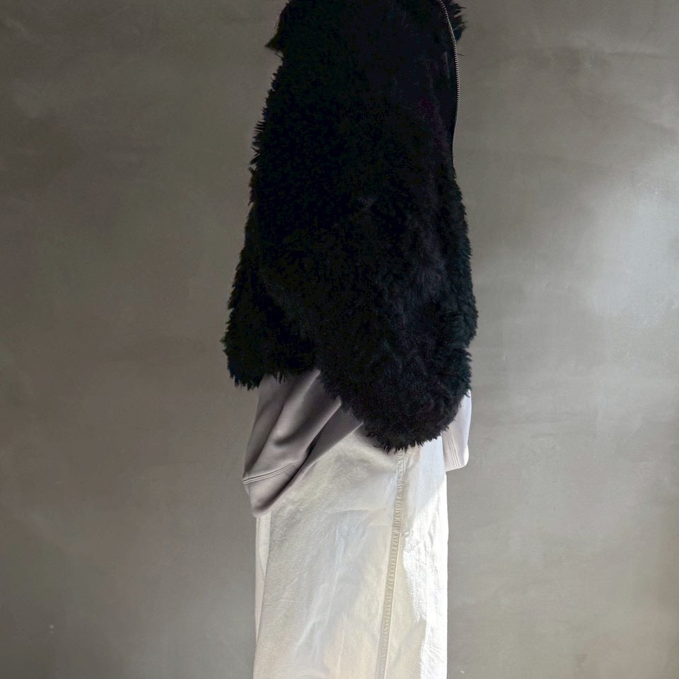 【ハモミシノオトナフク】Poodle Boa DoubleZip Cropped Jacket