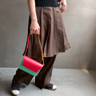 【ハモミシノオトナフク】Wrap pleated skirt pants