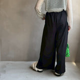 【ハモミシノオトナフク】Cool touch gathered tuck wide pants