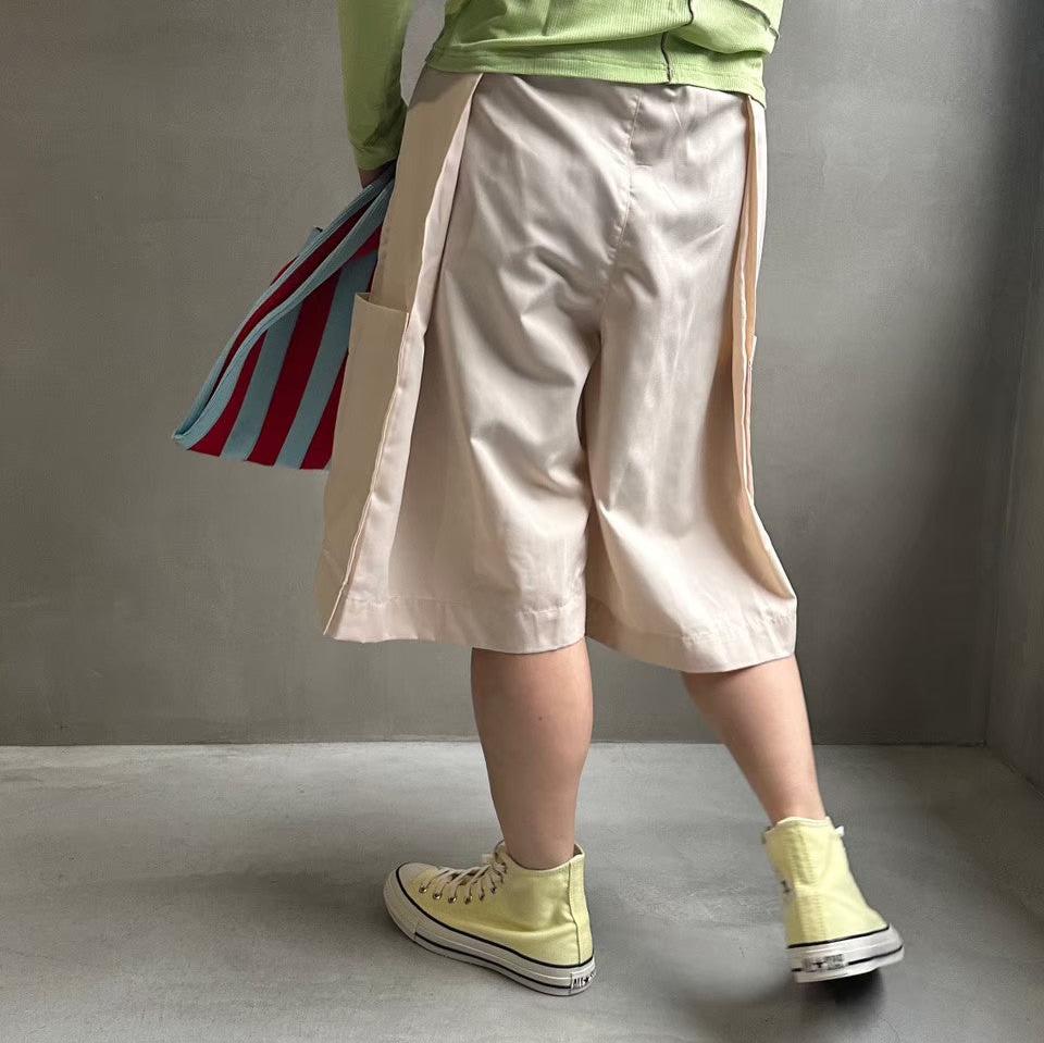 High waist tuck half pants【ハモミシノオトナフク】