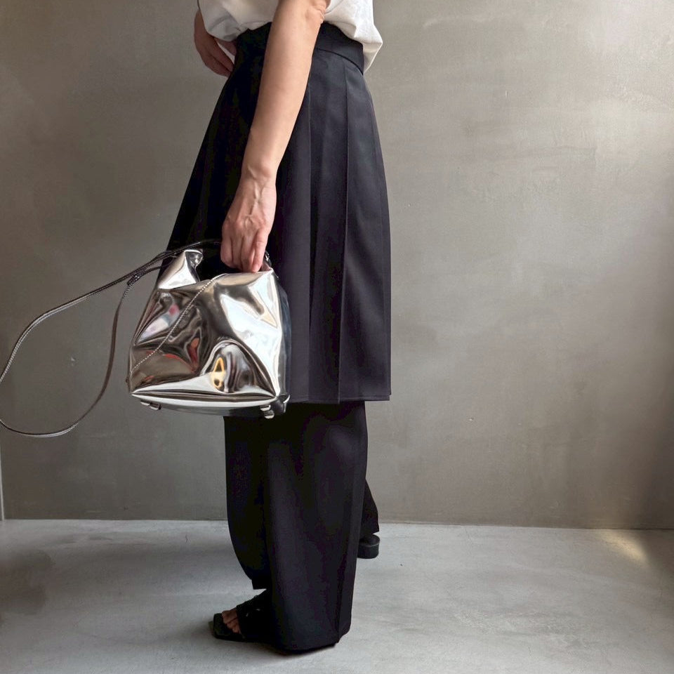 【ハモミシノオトナフク】Wrap pleated skirt pants