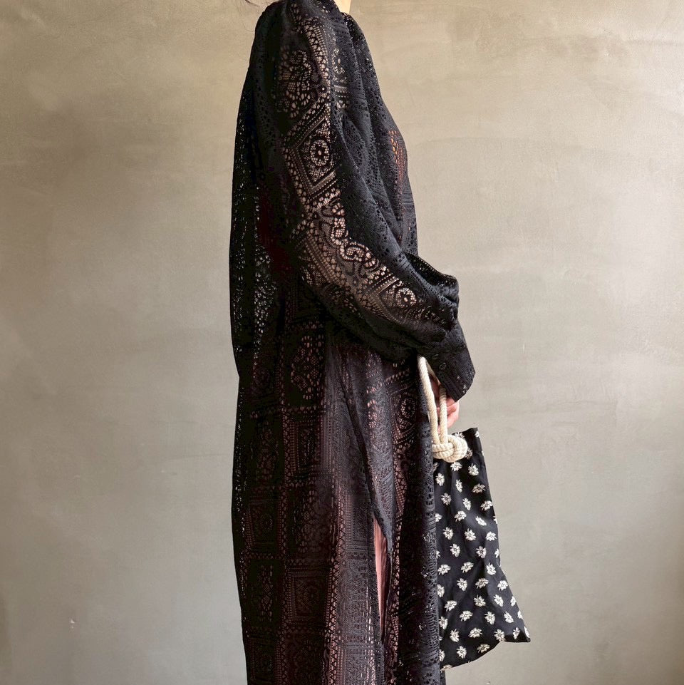 【ハモミシノオトナフク】Block lace slit OP