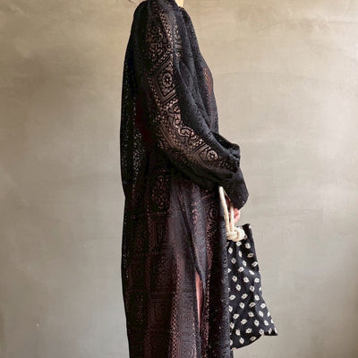 【ハモミシノオトナフク】Block lace slit OP