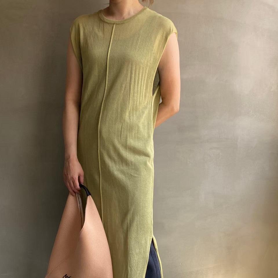 Sheer knit north slit one piece [Hamomisi no Otonafuku] 